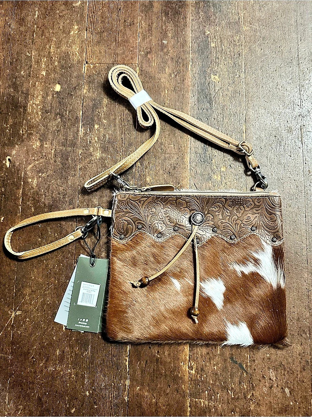 Myra Bag Brown & White Cowhide Crossbody